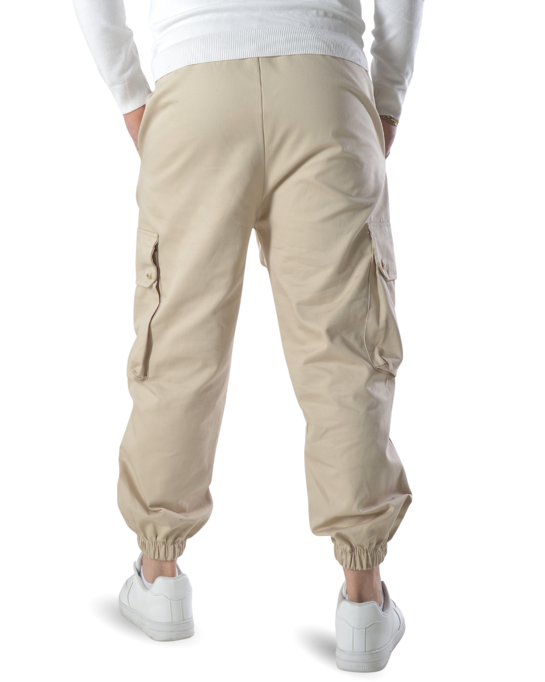 Pantalaccio cargo oversize in tessuto di cotone art 017204 beige chiaro