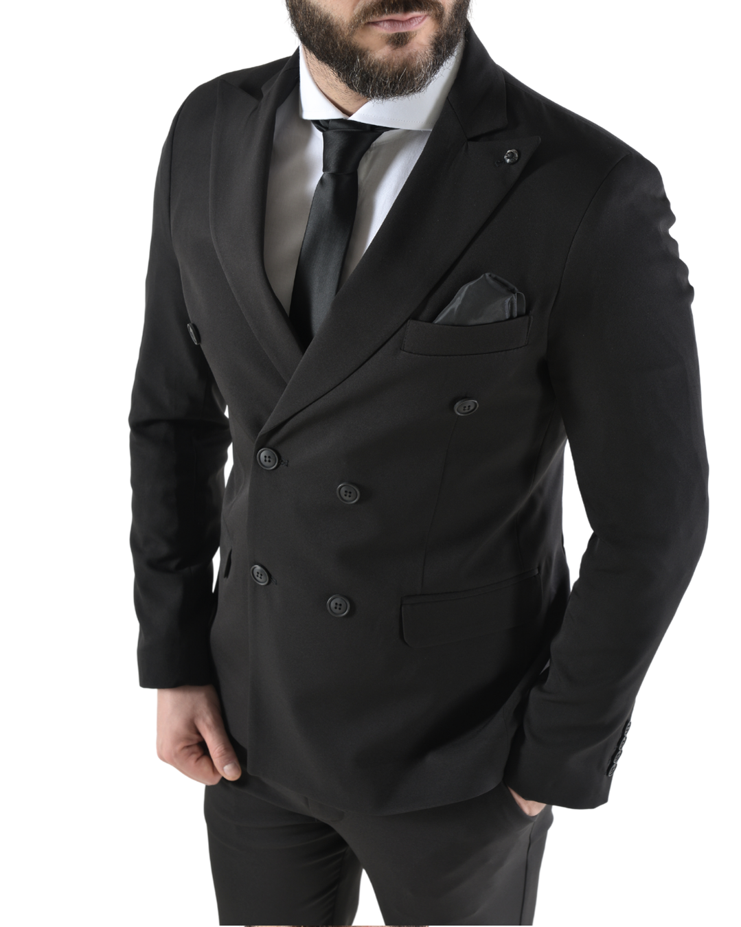 Abito completo doppio petto slim art ve800/ach07 nero