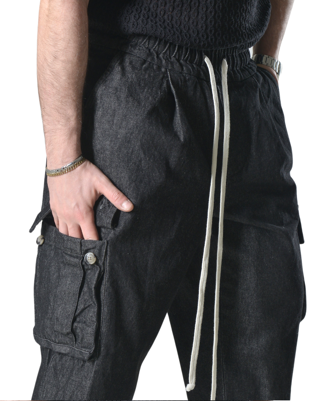 Pantalaccio jeans cargo oversize art 282861p denim scuro