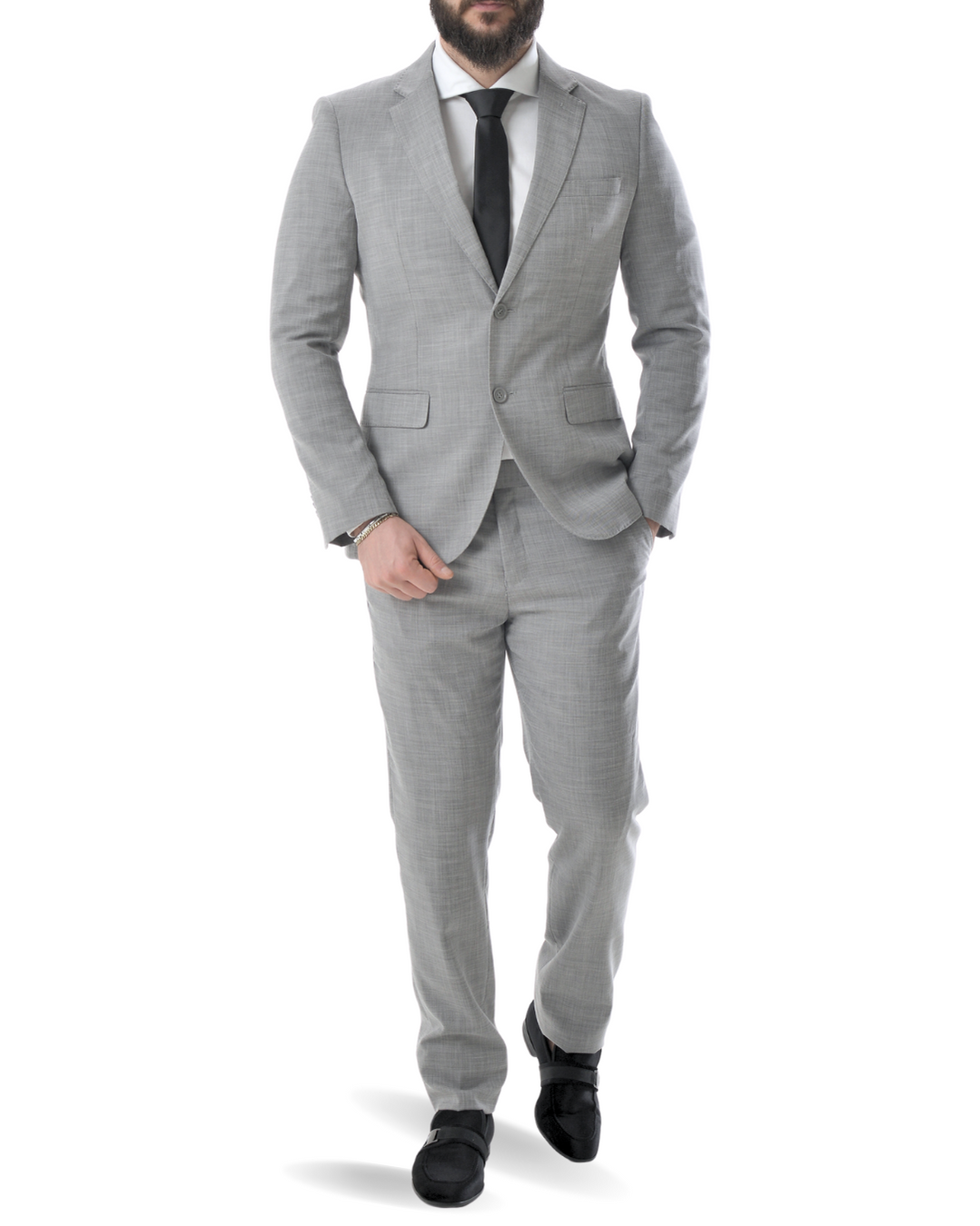 Abito completo giacca e pantalone regular grigio fiammato