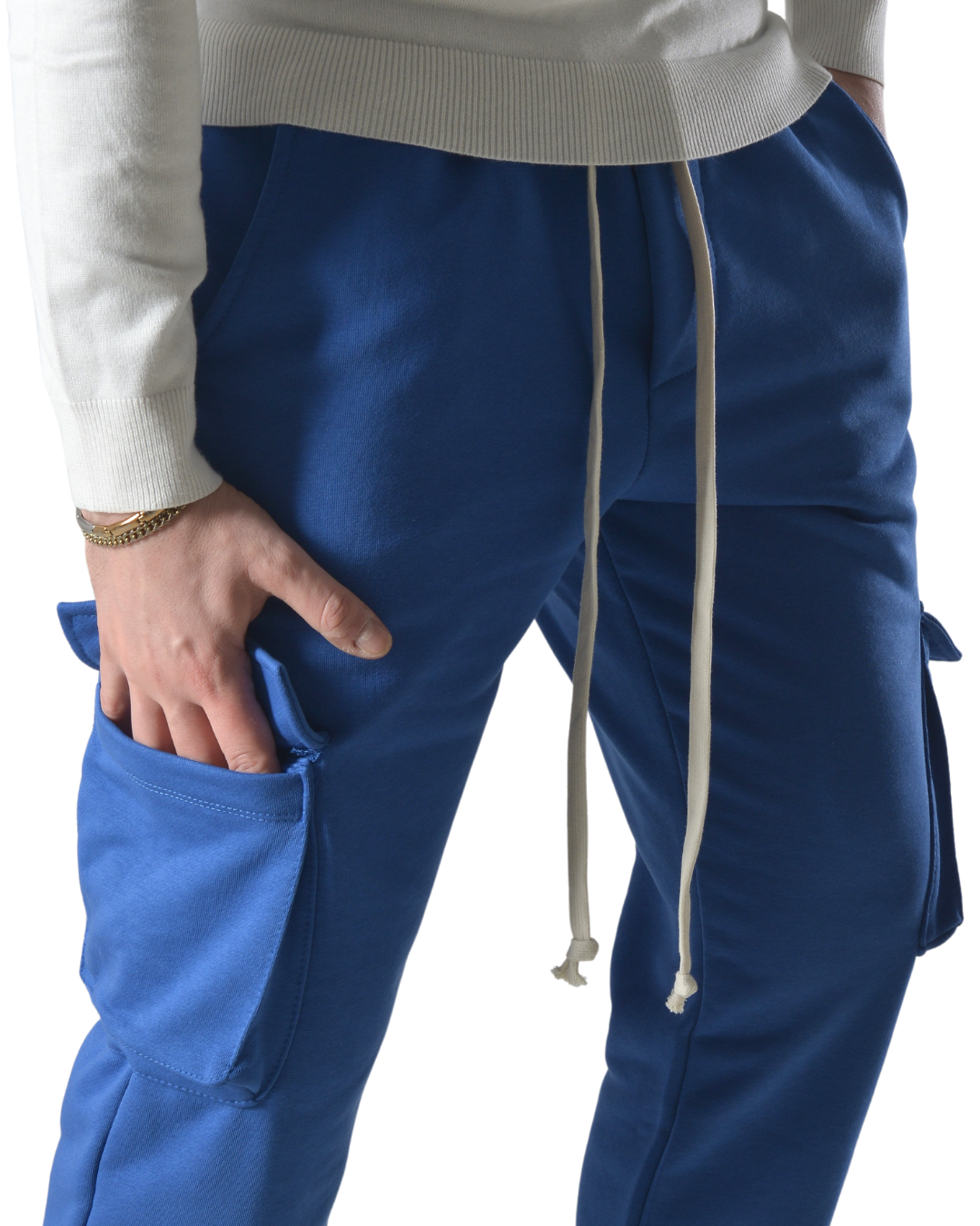 Pantalaccio tuta cargo in cotone art 026 azzurro elettrico