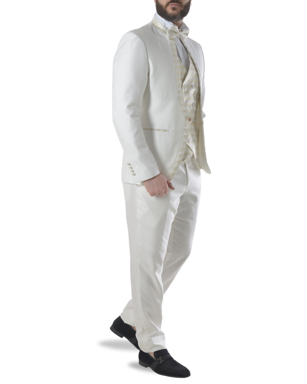 Abito completo elegante con gilet e papillon art imperial bianco