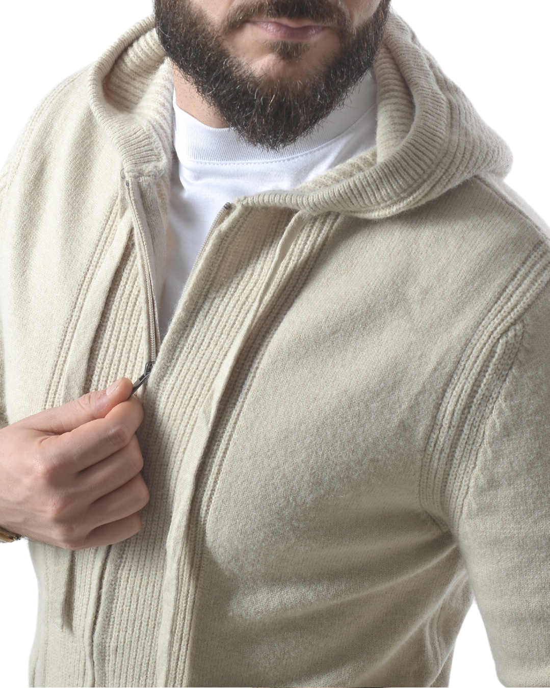 Cardigan con zip frontale art 746 beige