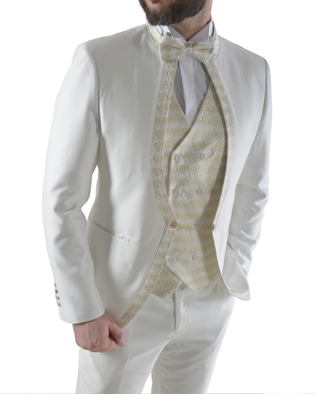 Abito completo elegante con gilet e papillon art imperial bianco