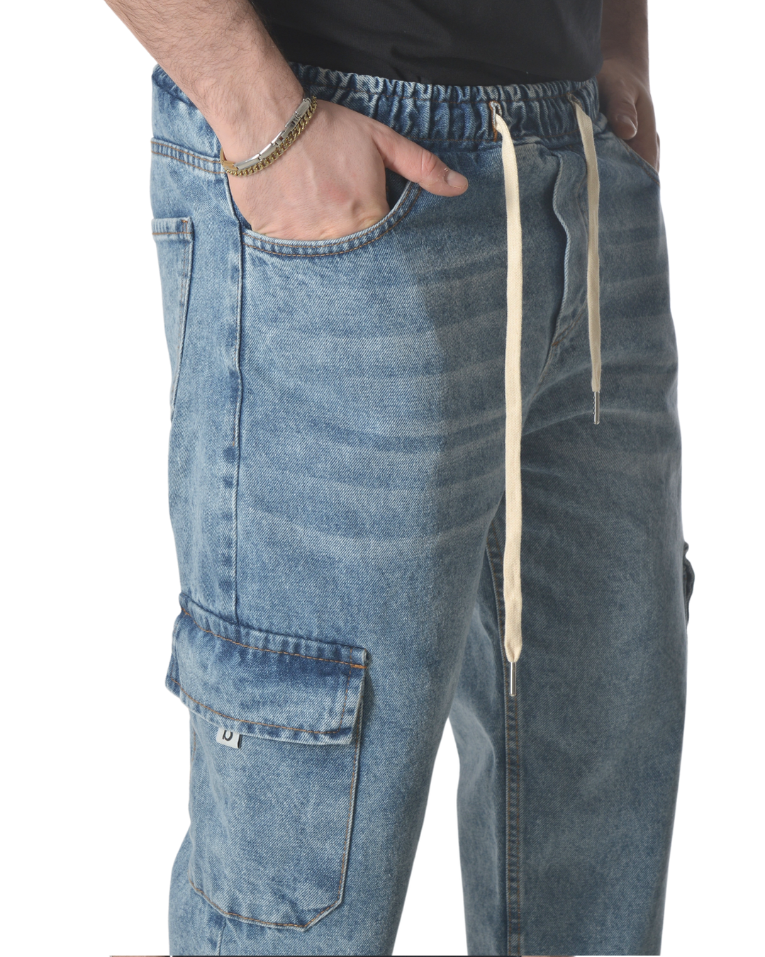 Jeans cargo art varenne loose fit denim scuro