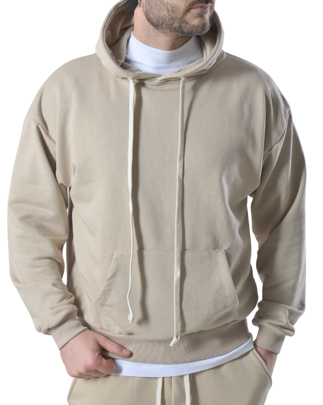 Felpa tinta unita in cotone art 009740 beige