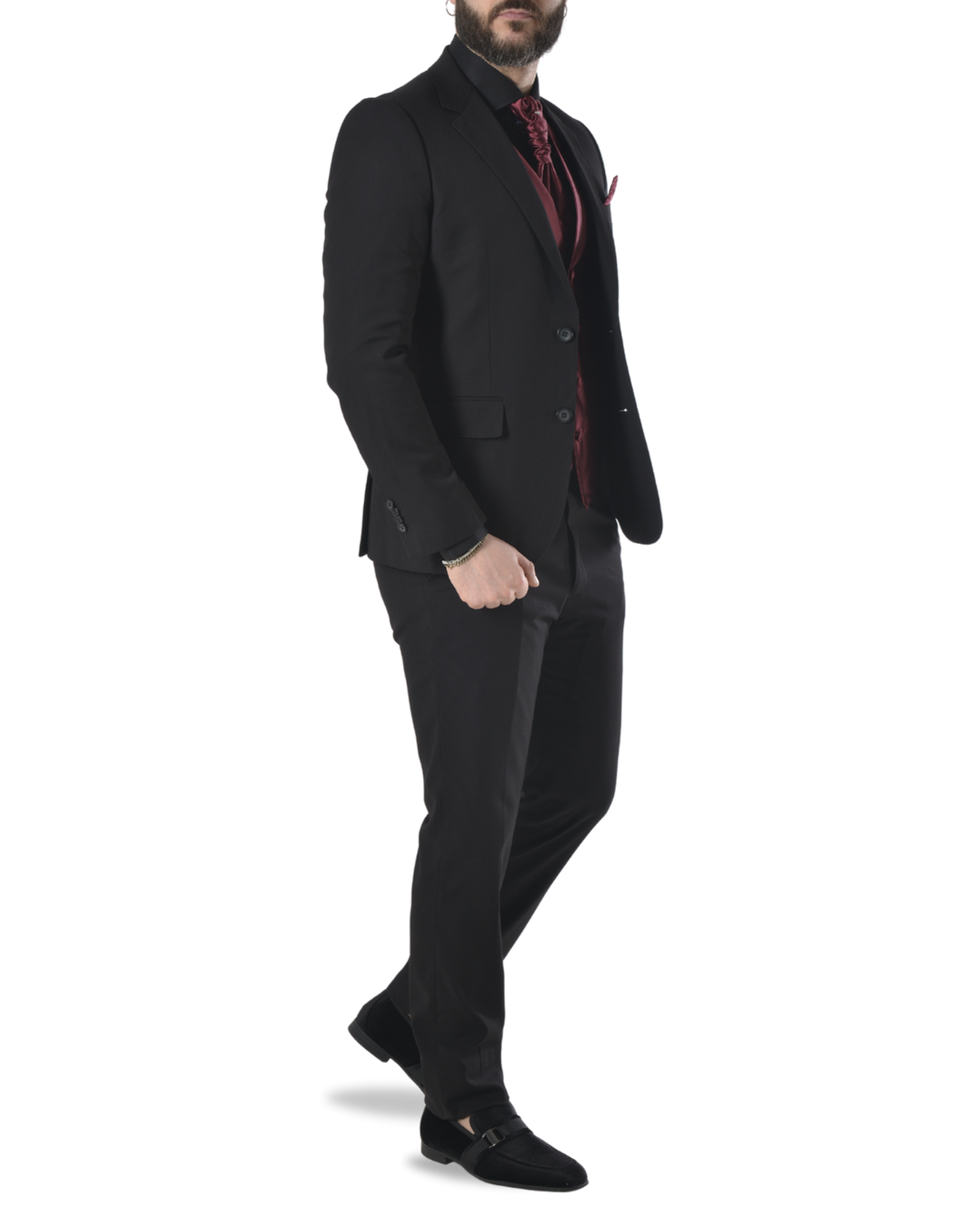 Abito completo elegante con gilet e cravattone art regular nero