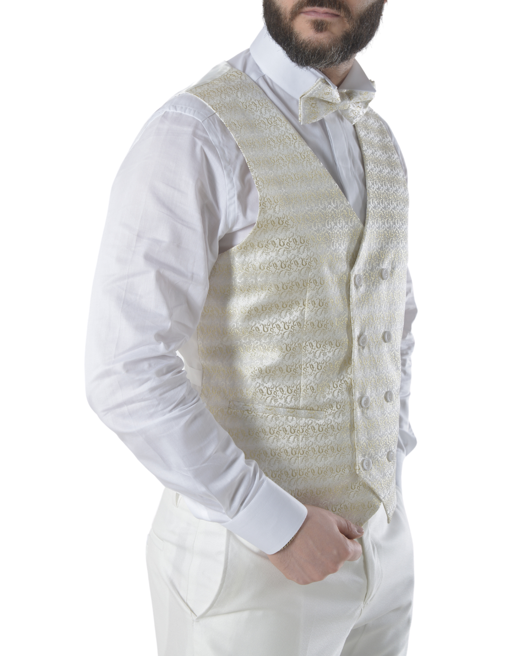 Abito completo elegante con gilet e papillon art imperial bianco