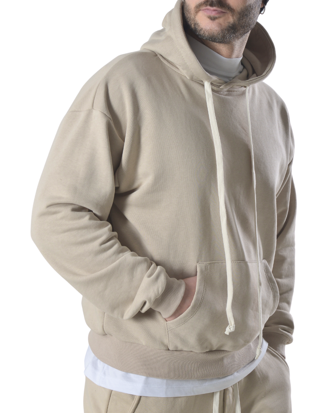 Felpa tinta unita in cotone art 009740 beige