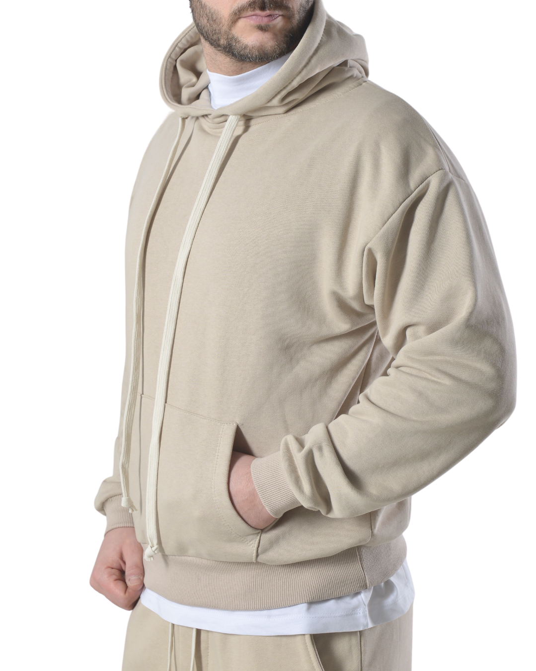Felpa tinta unita in cotone art 009740 beige