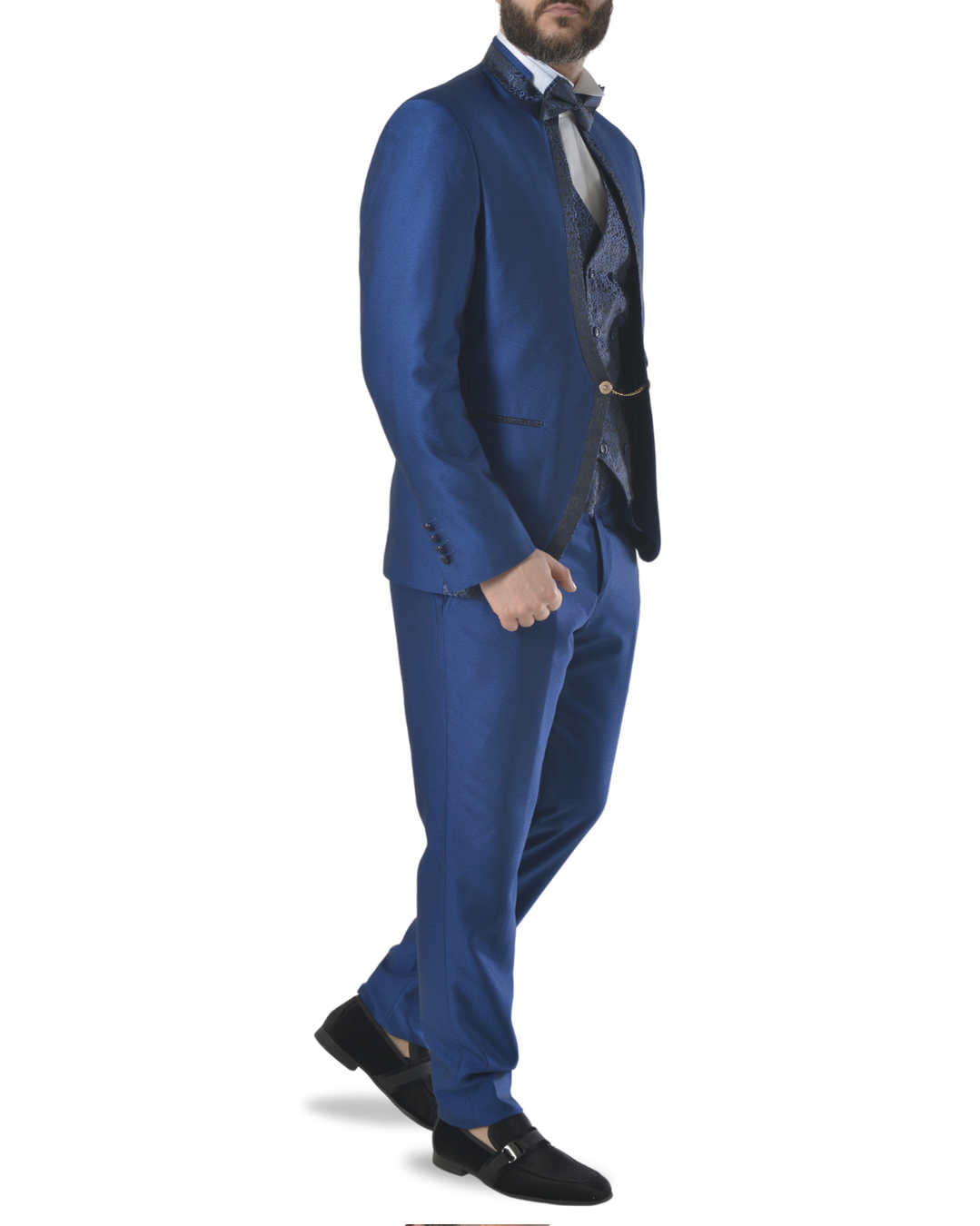 Abito completo elegante con gilet e papillon art imperial blu