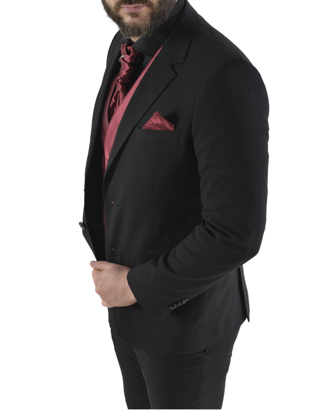 Abito completo elegante con gilet e cravattone art regular nero