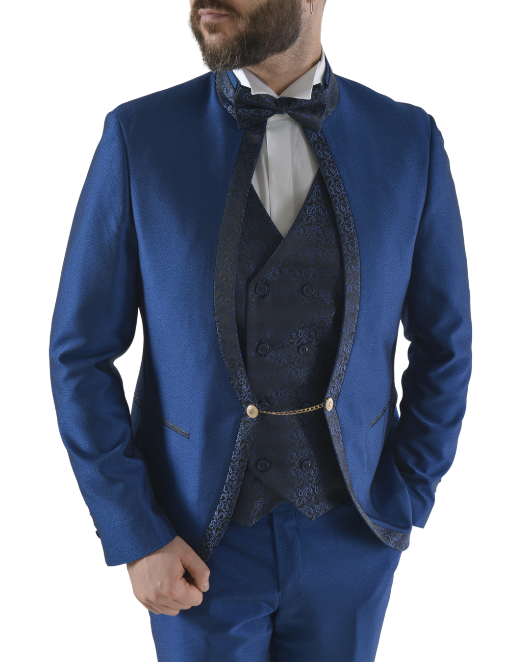 Abito completo elegante con gilet e papillon art imperial blu