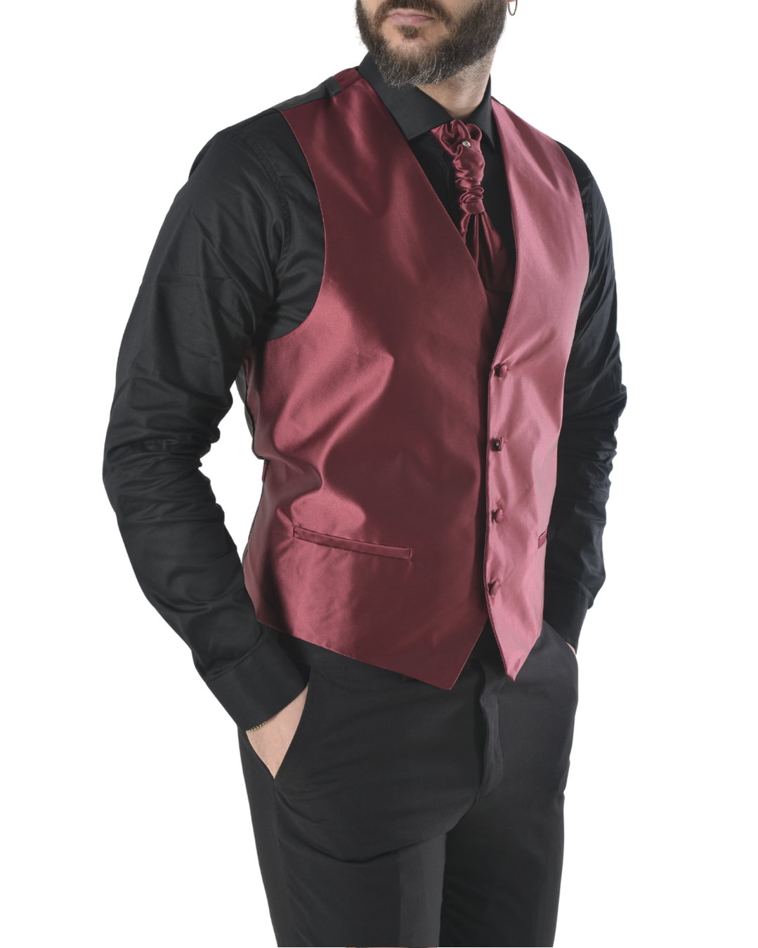 Abito completo elegante con gilet e cravattone art regular nero