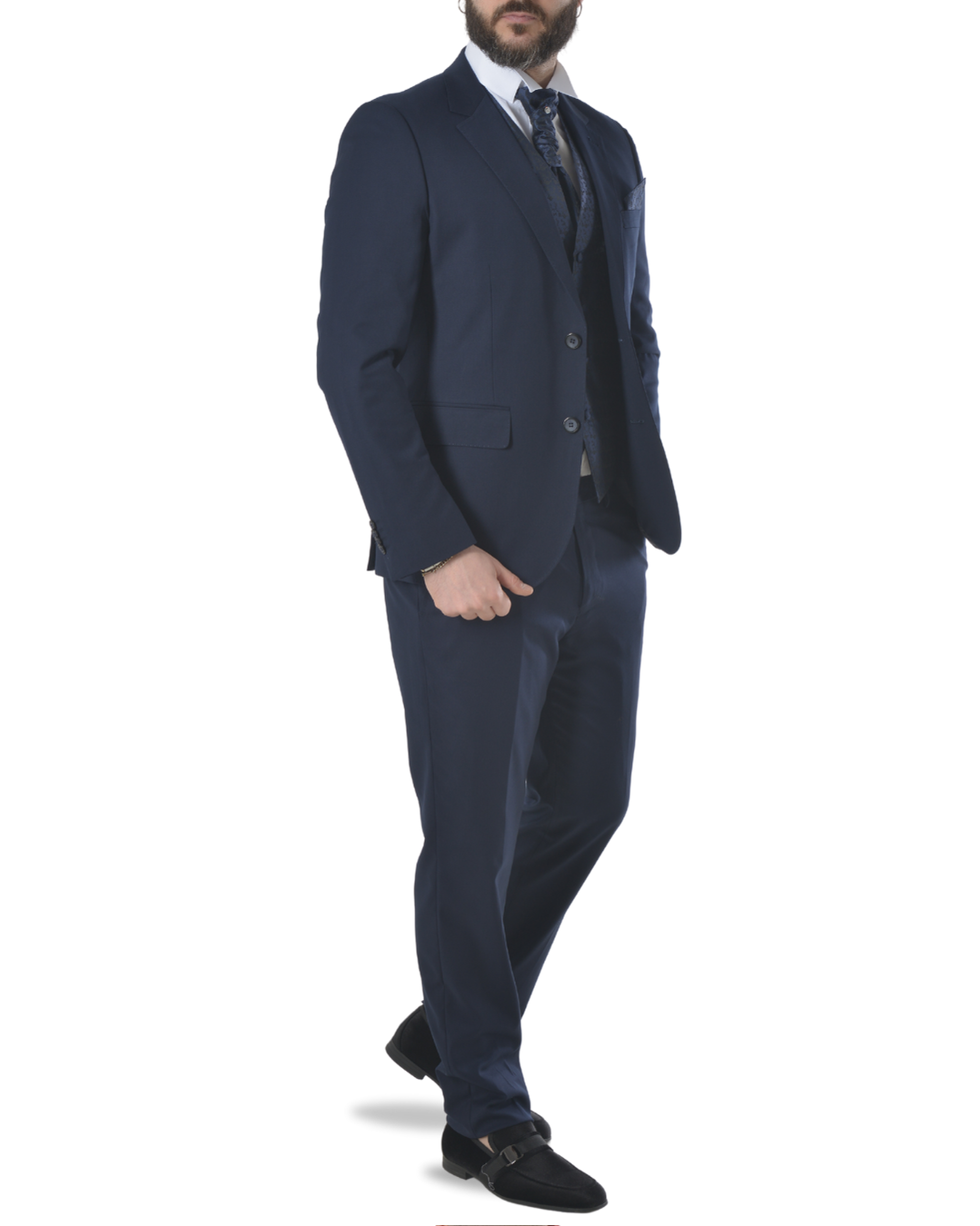 Abito completo elegante con gilet e cravattone art regular blu scuro