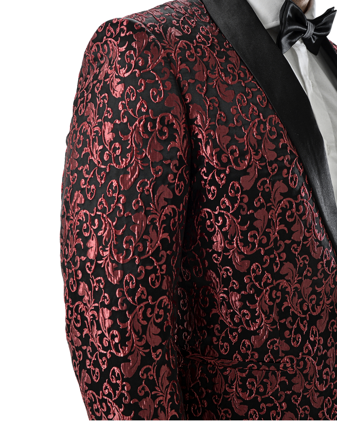 Abito completo giacca e pantalone smoking damascato bordeaux