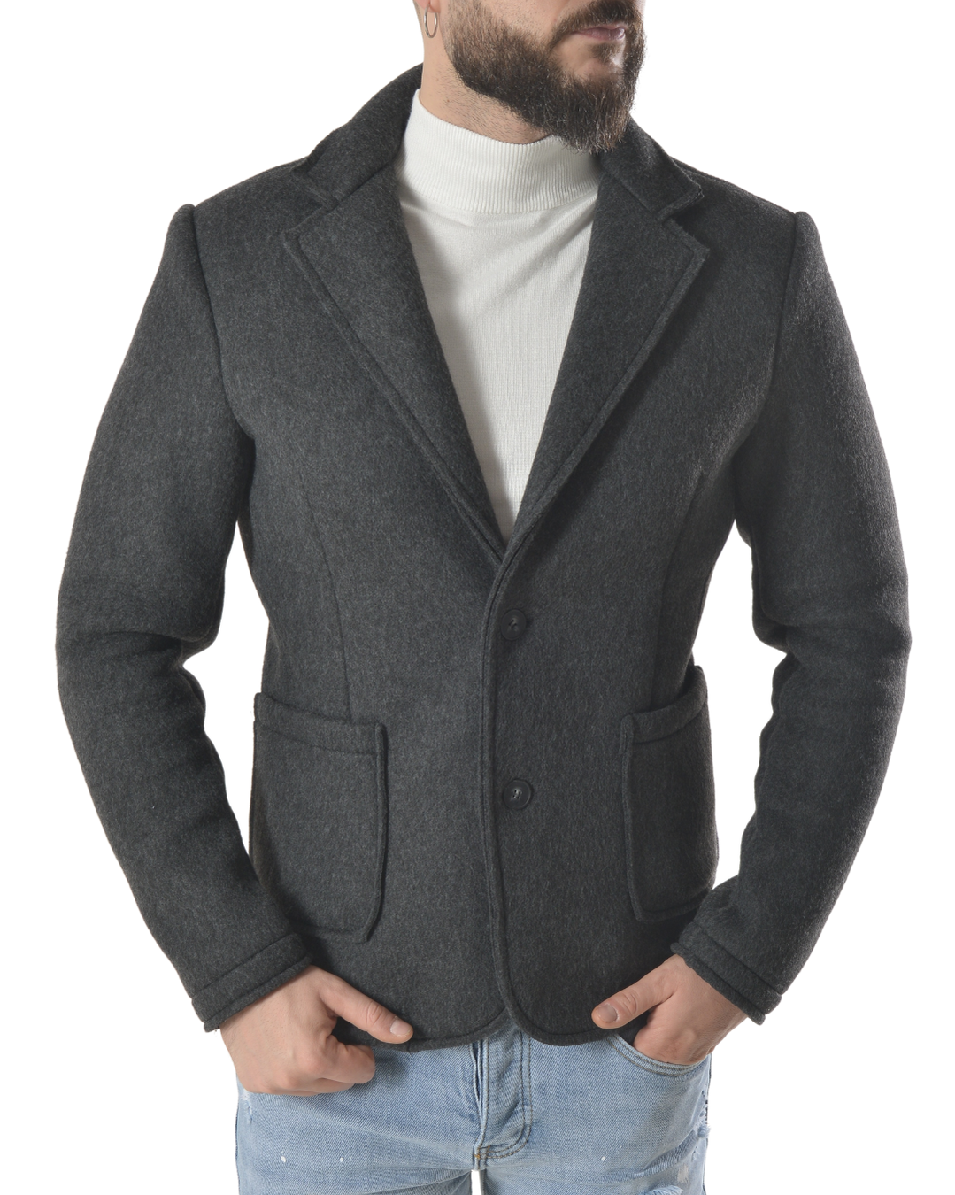 Maglia pesante taglio giacca art 16551 grigia scura