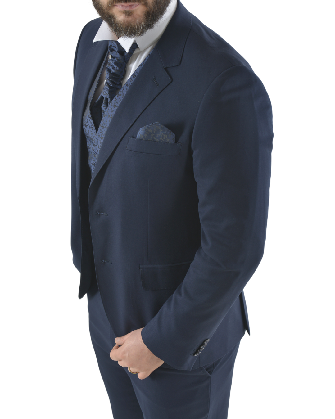 Abito completo elegante con gilet e cravattone art regular blu scuro