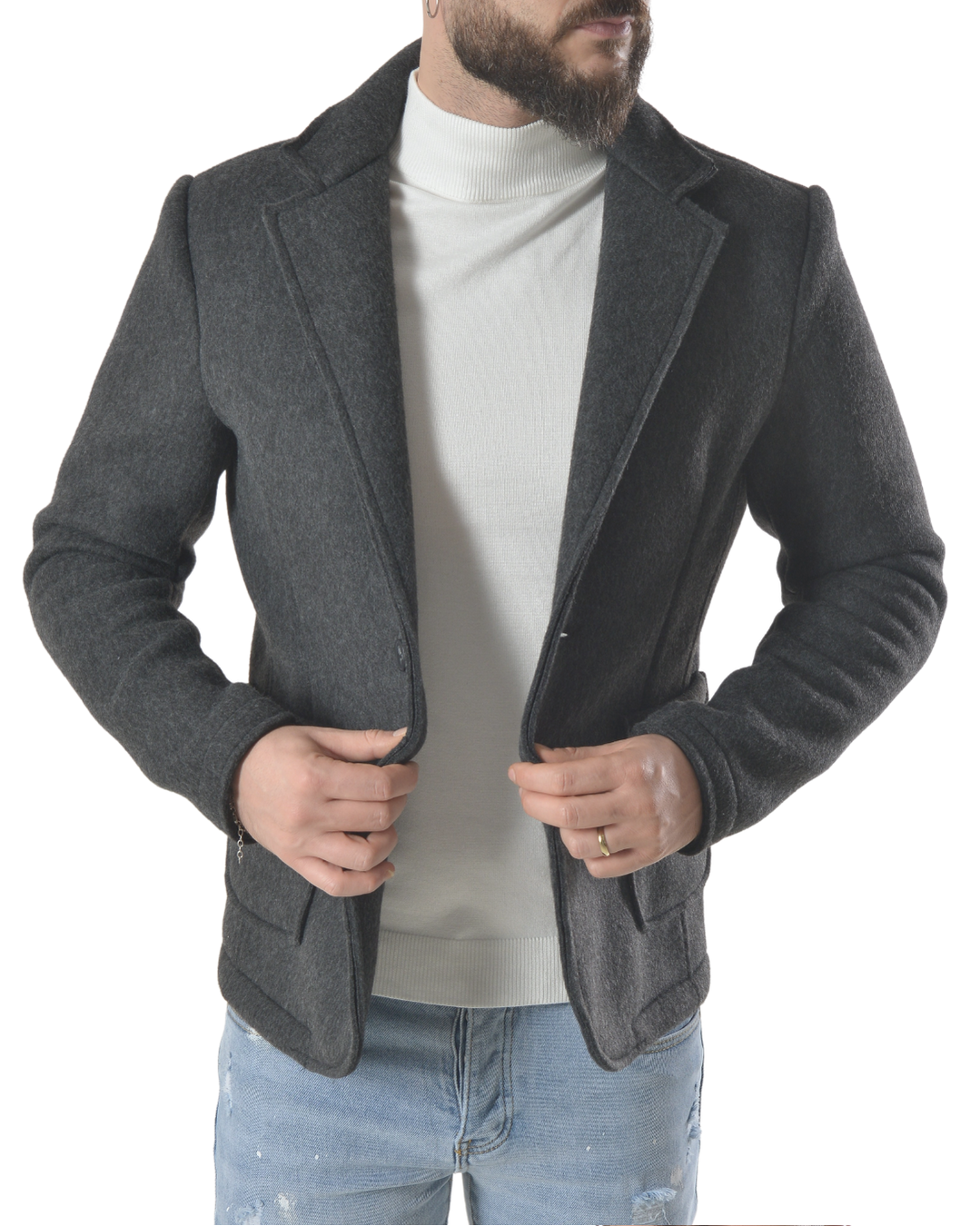 Maglia pesante taglio giacca art 16551 grigia scura