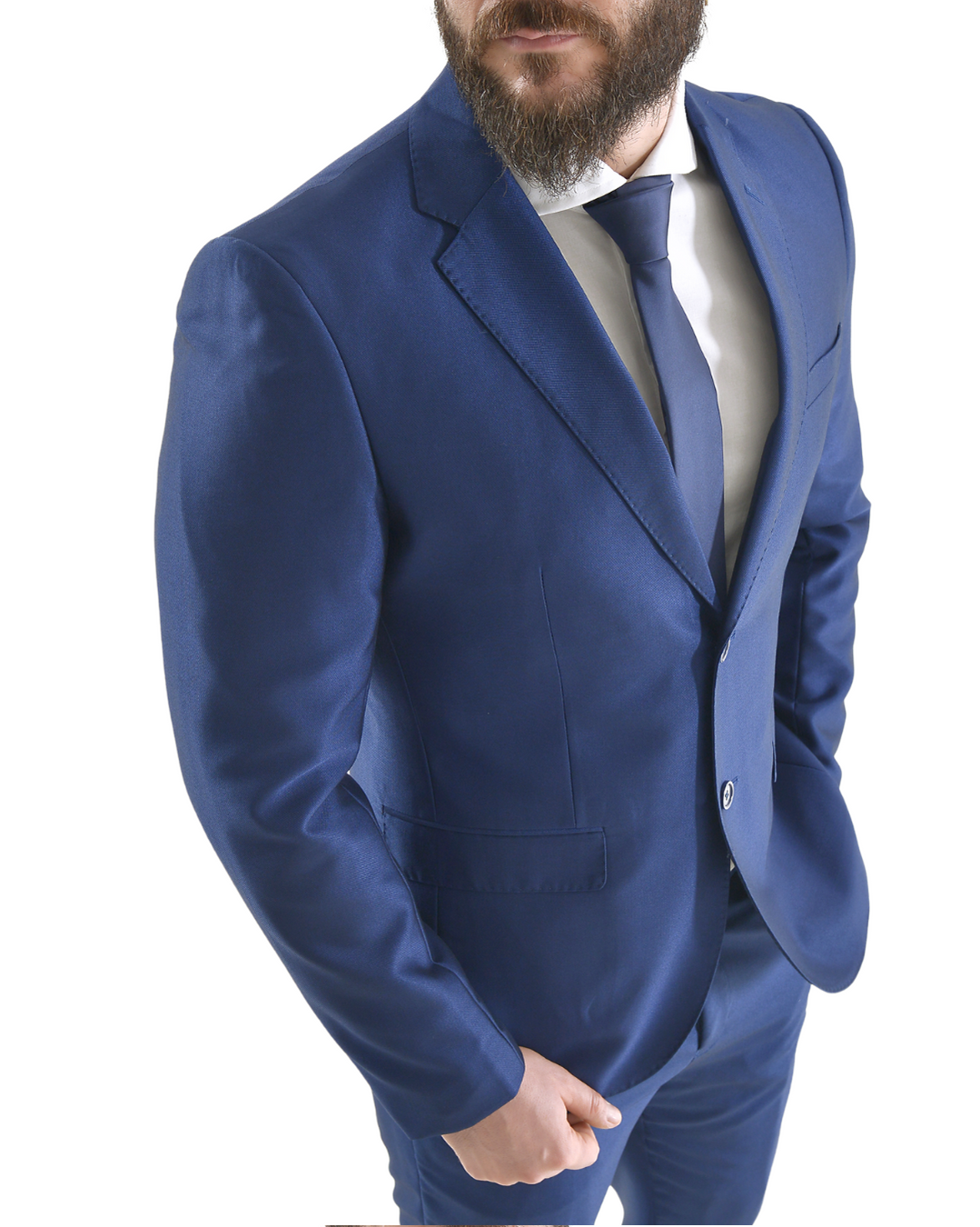 Abito completo giacca e pantalone azzurro elettrico