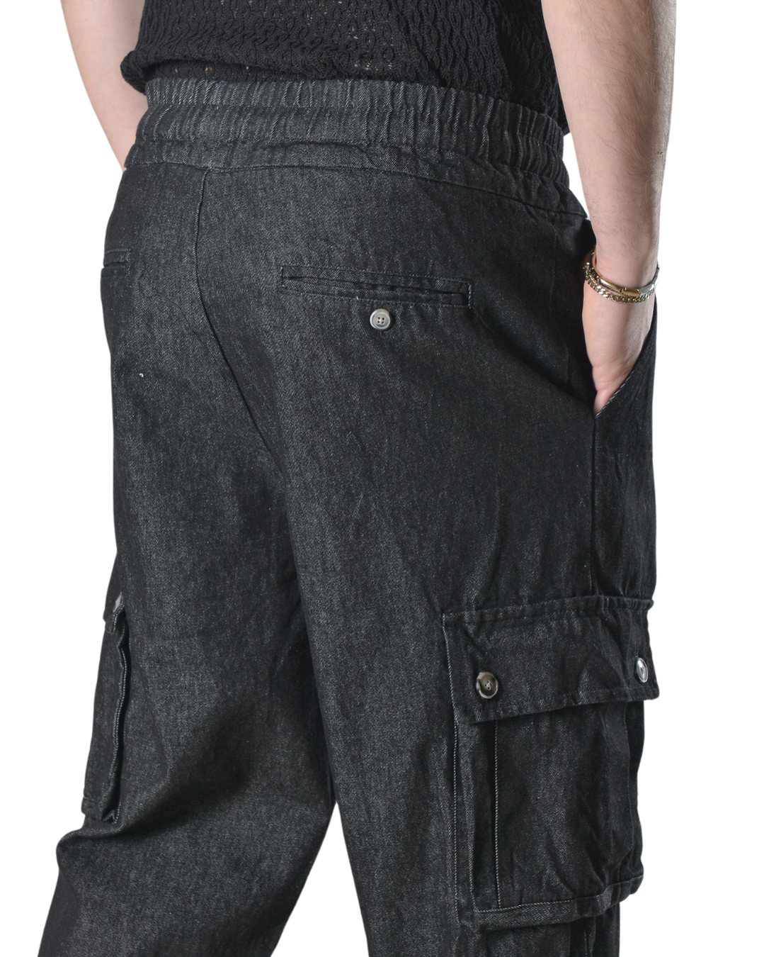 Pantalaccio jeans cargo oversize art 282861p denim scuro