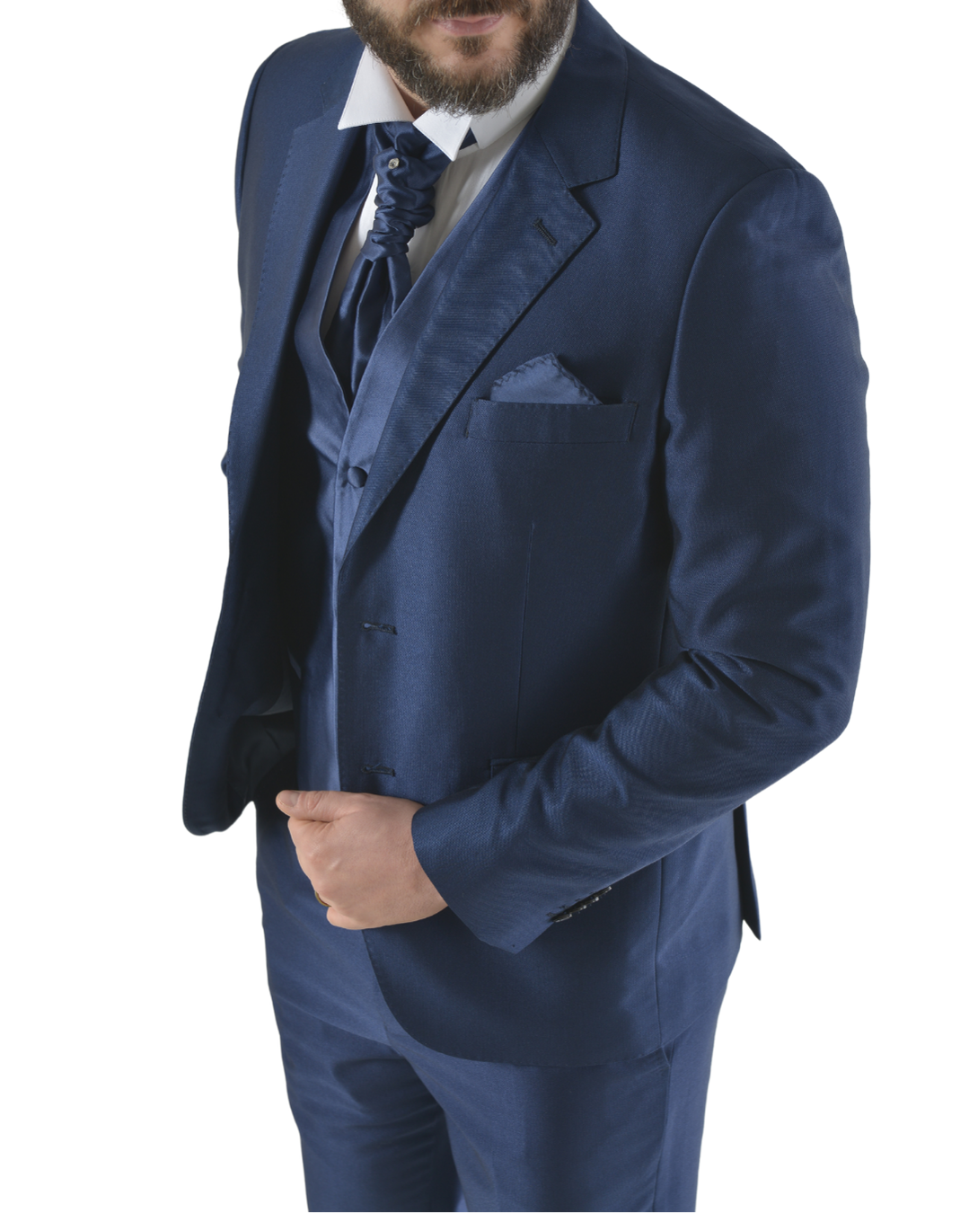 Abito completo elegante con gilet e cravattone art regular blu elettrico