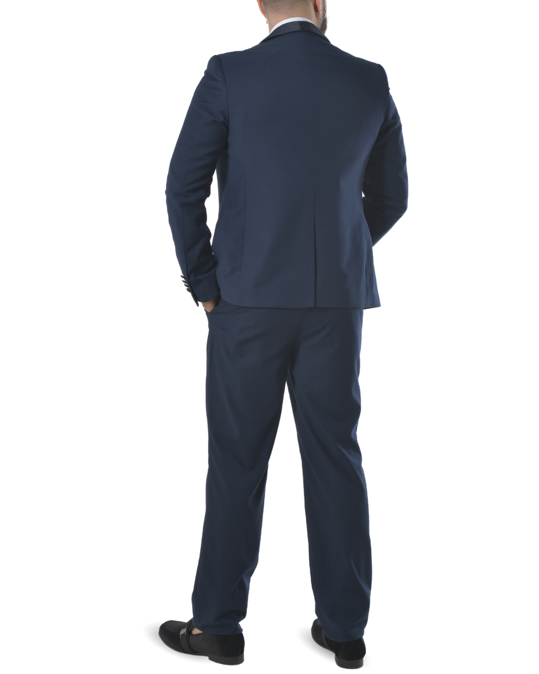 Abito completo elegante con gilet e cravattone art smoking blu