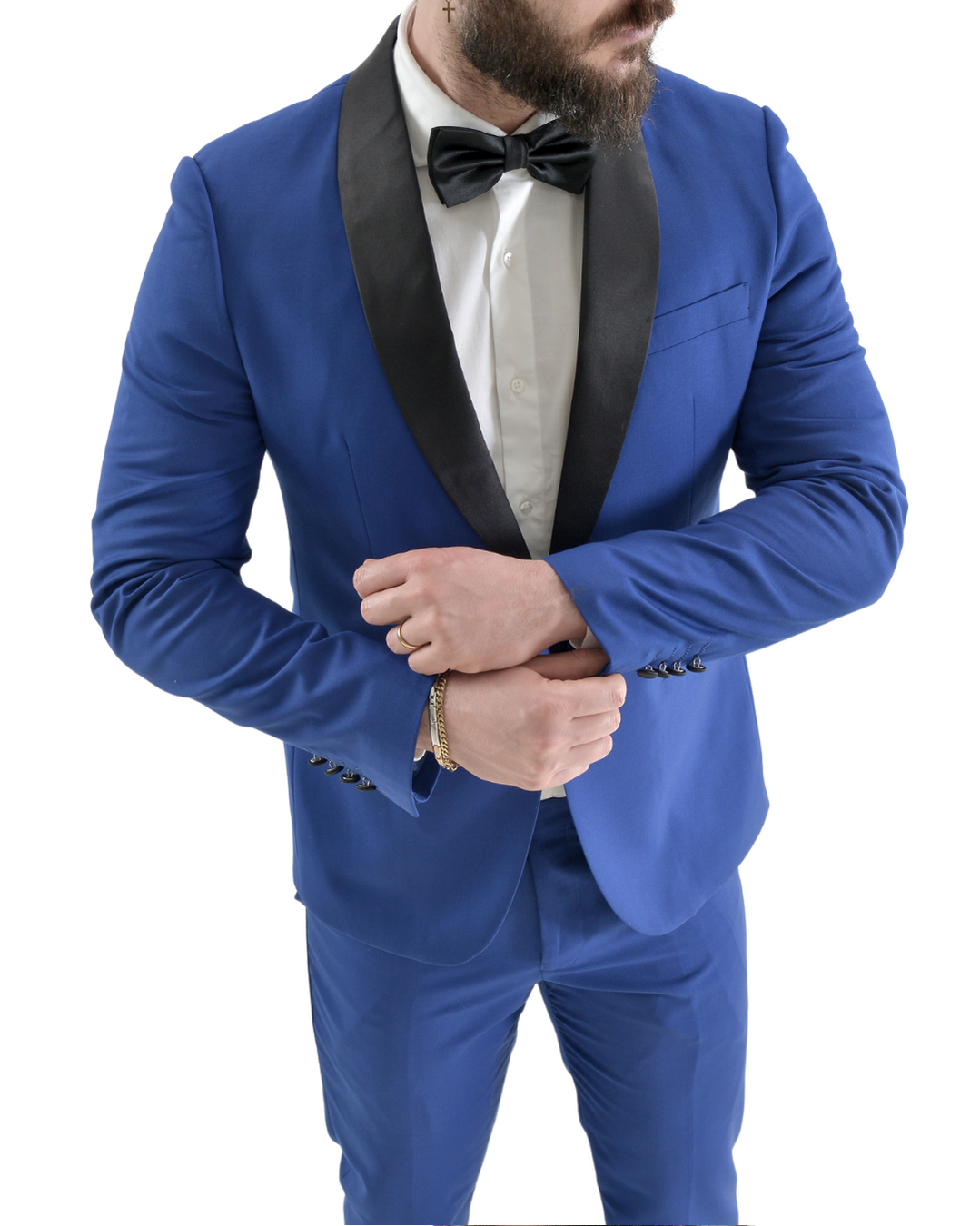 Abito smoking giacca e pantalone azzurro elettrico