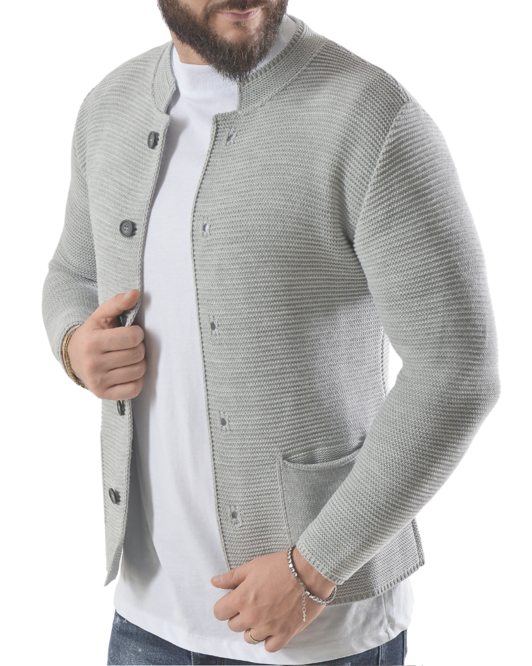 Cardigan con taglio collo alla coreana art 12124 grigia