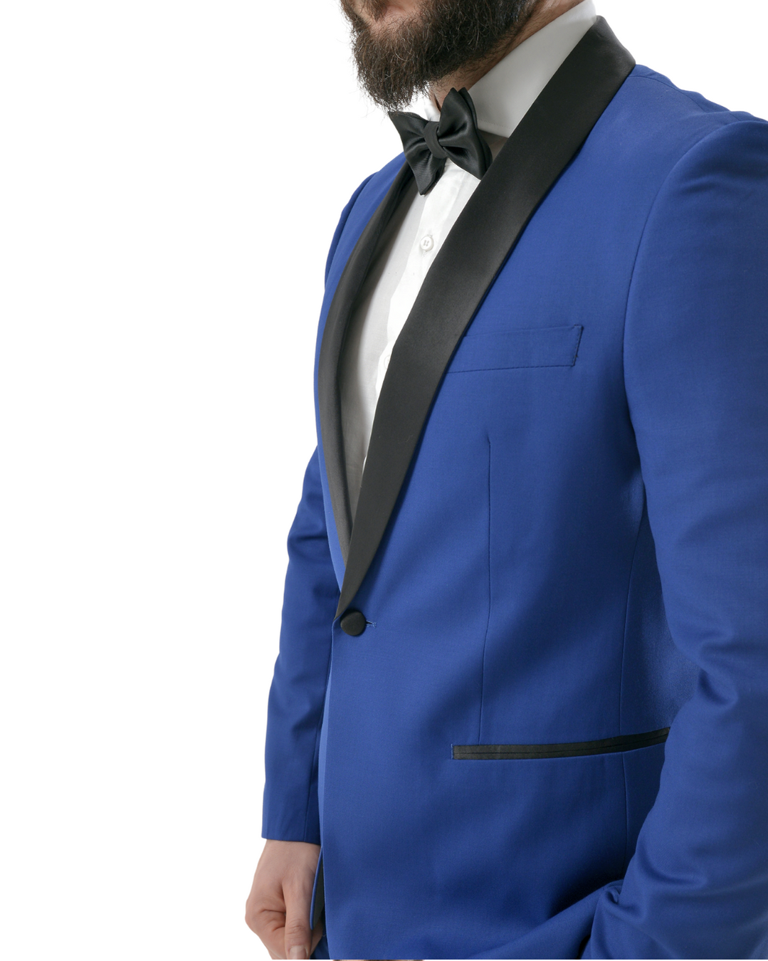 Abito smoking giacca e pantalone azzurro elettrico