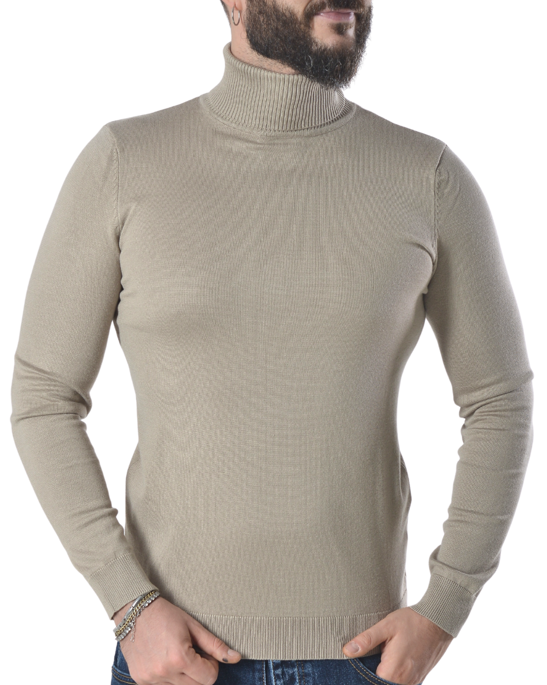 Maglia a collo alto dolcevita tinta unita art 102 beige