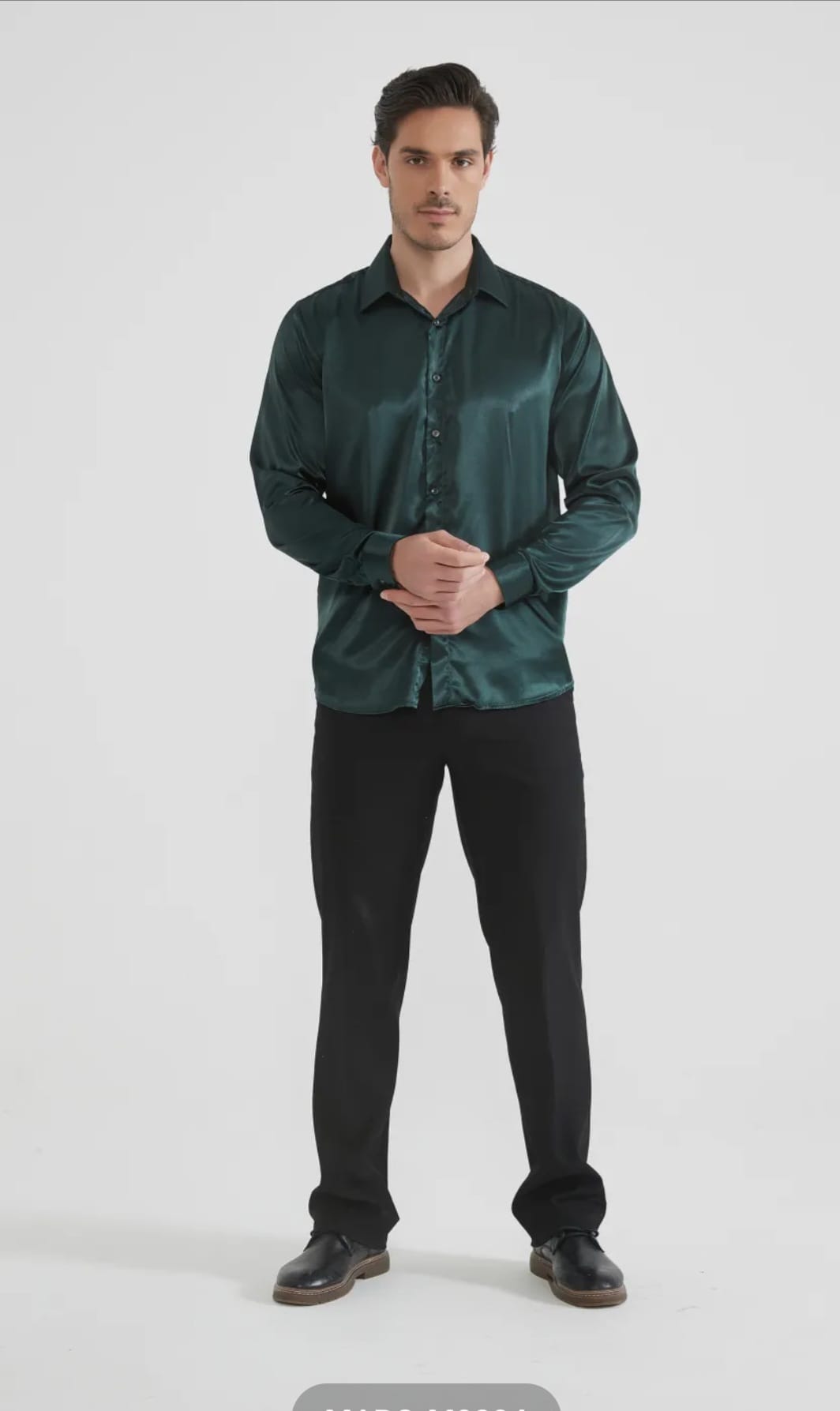 Camicia lucida in raso verde scura