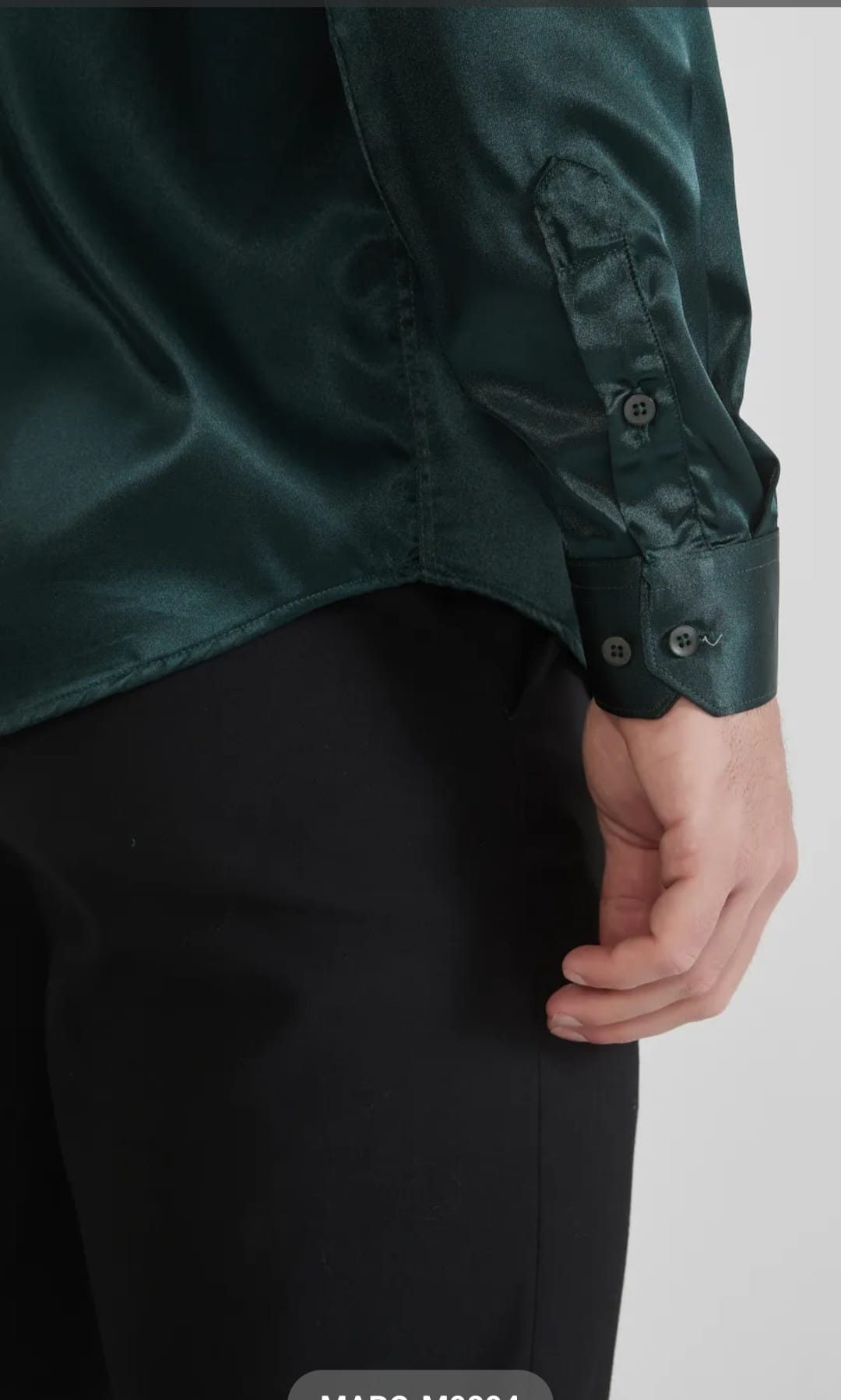 Camicia lucida in raso verde scura
