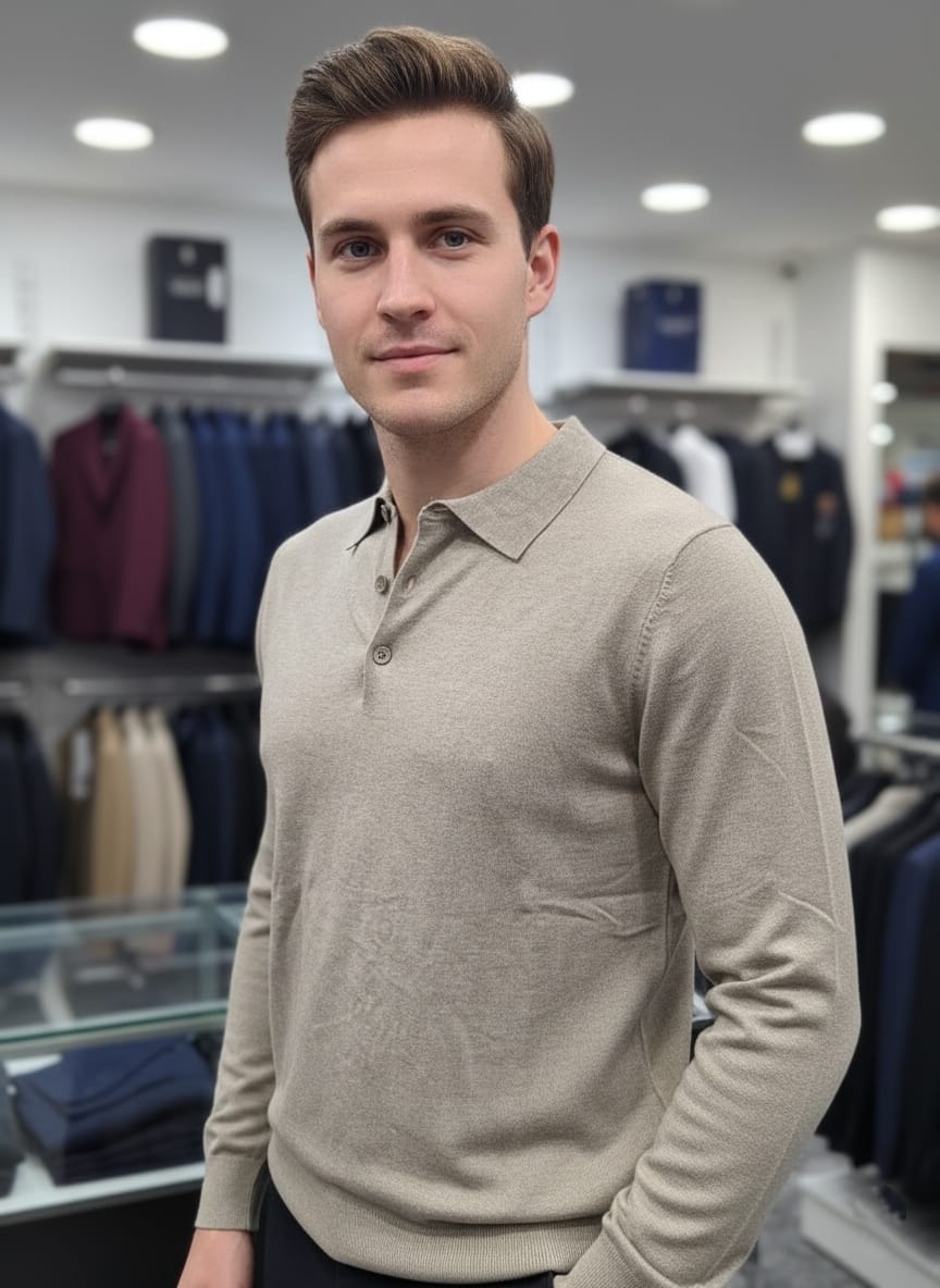 Maglia modello polo beige