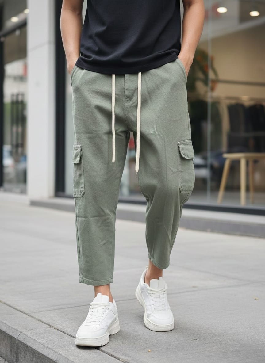 Pantalone cargo art poke loose fit verde militare