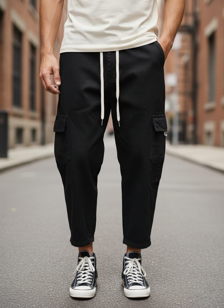 Pantalone cargo art poke loose fit nero