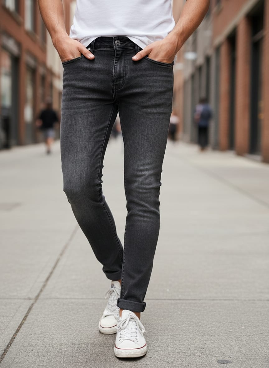 Jeans basic slim art 2687 grigio scuro