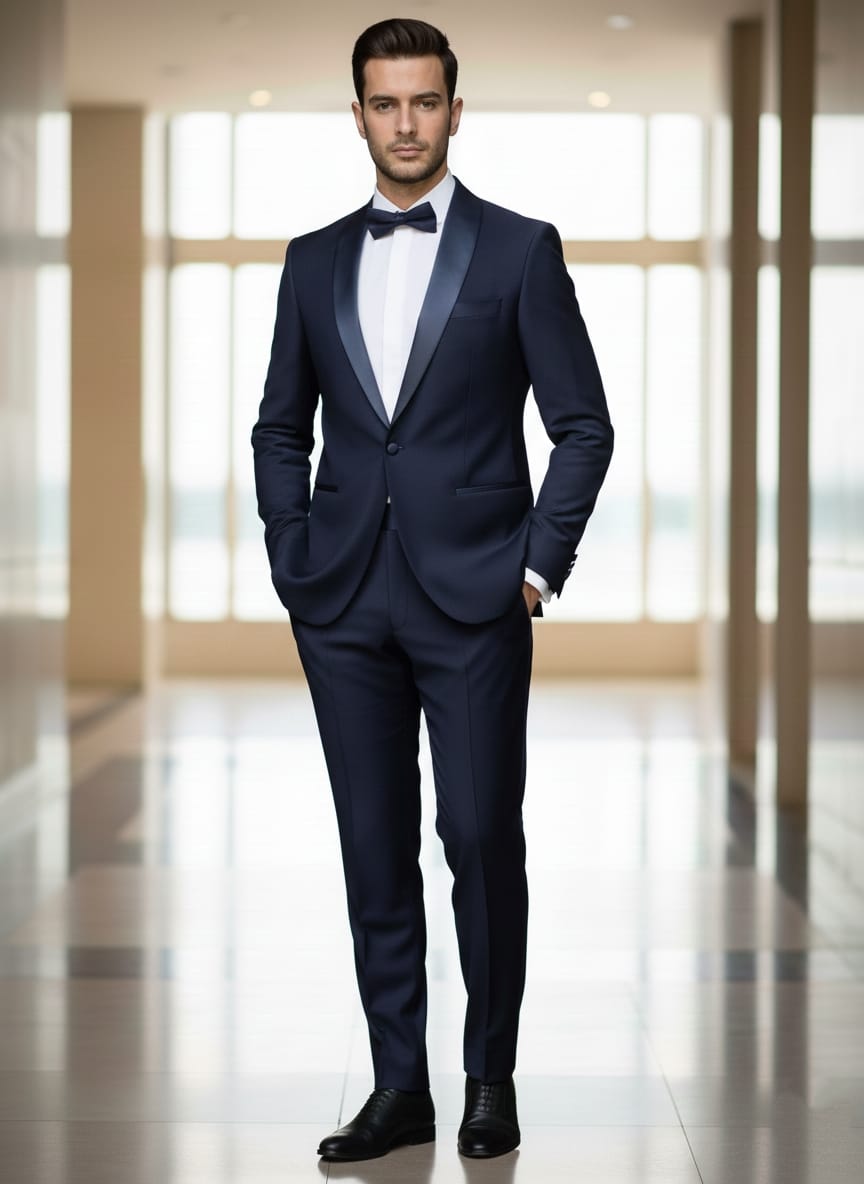 Abito completo giacca e pantalone smoking blu