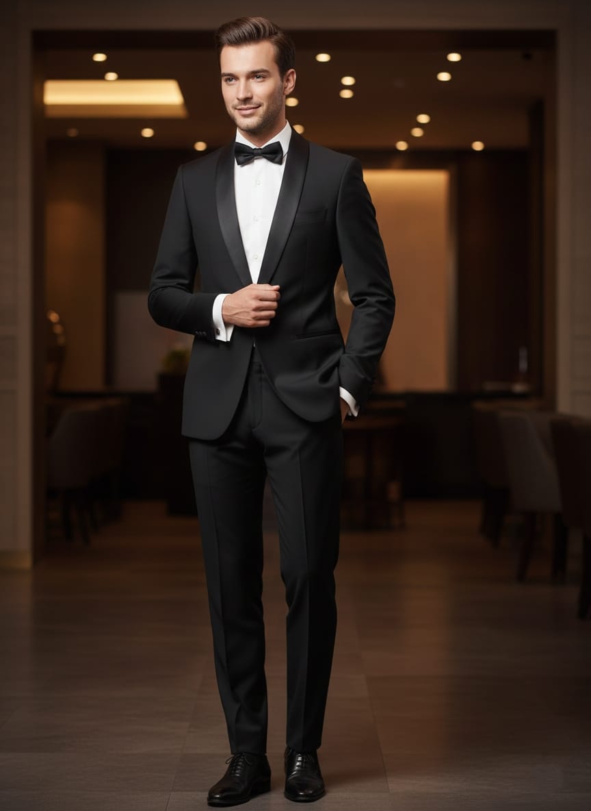 Abito completo giacca e pantalone smoking nero