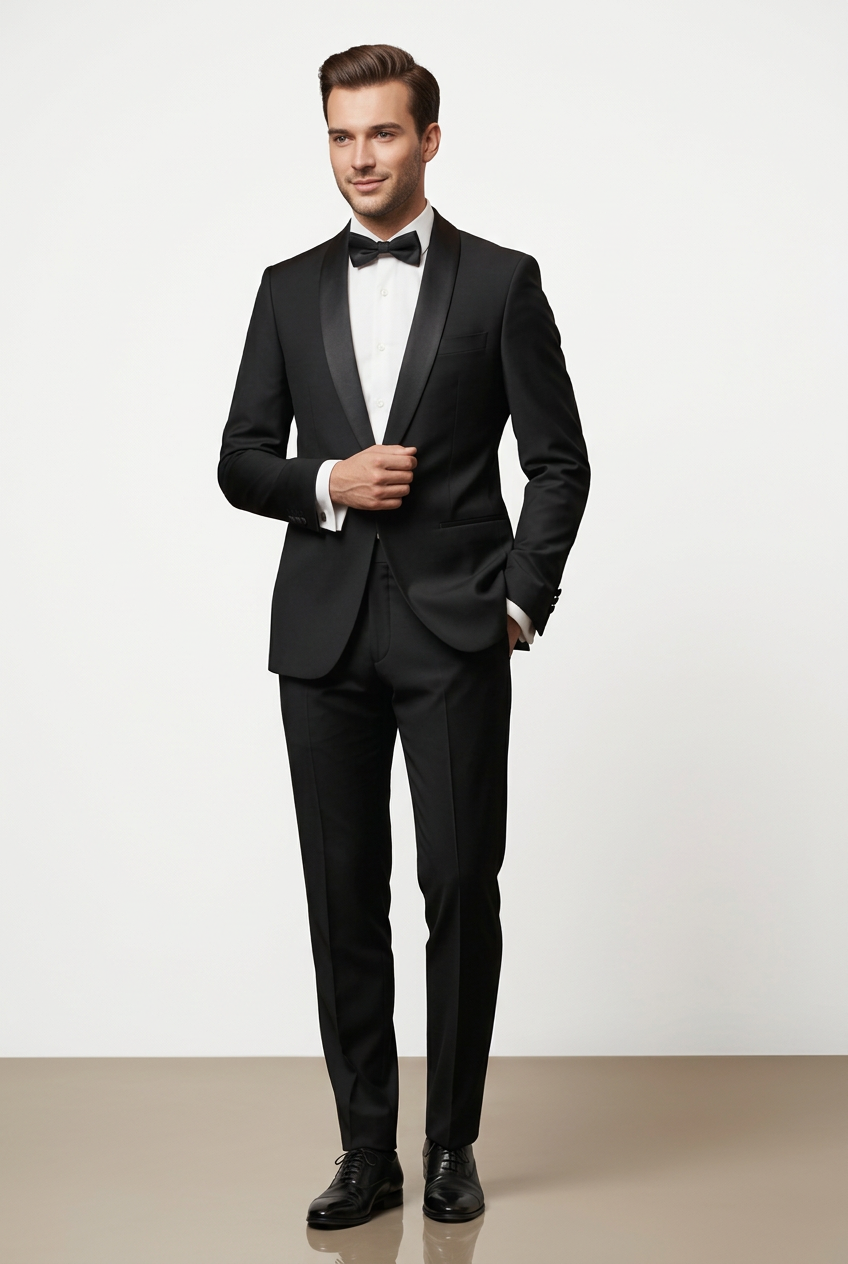 Abito completo giacca e pantalone smoking nero