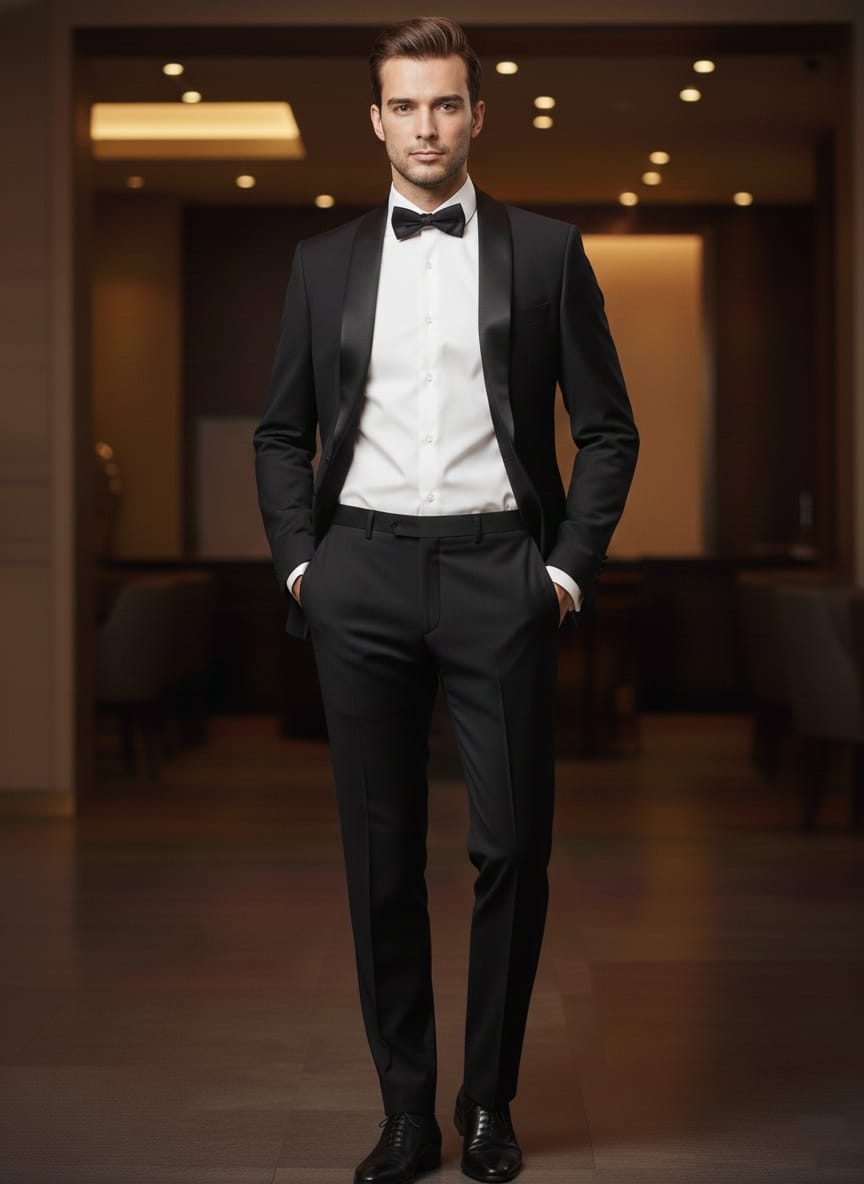 Abito completo giacca e pantalone smoking nero