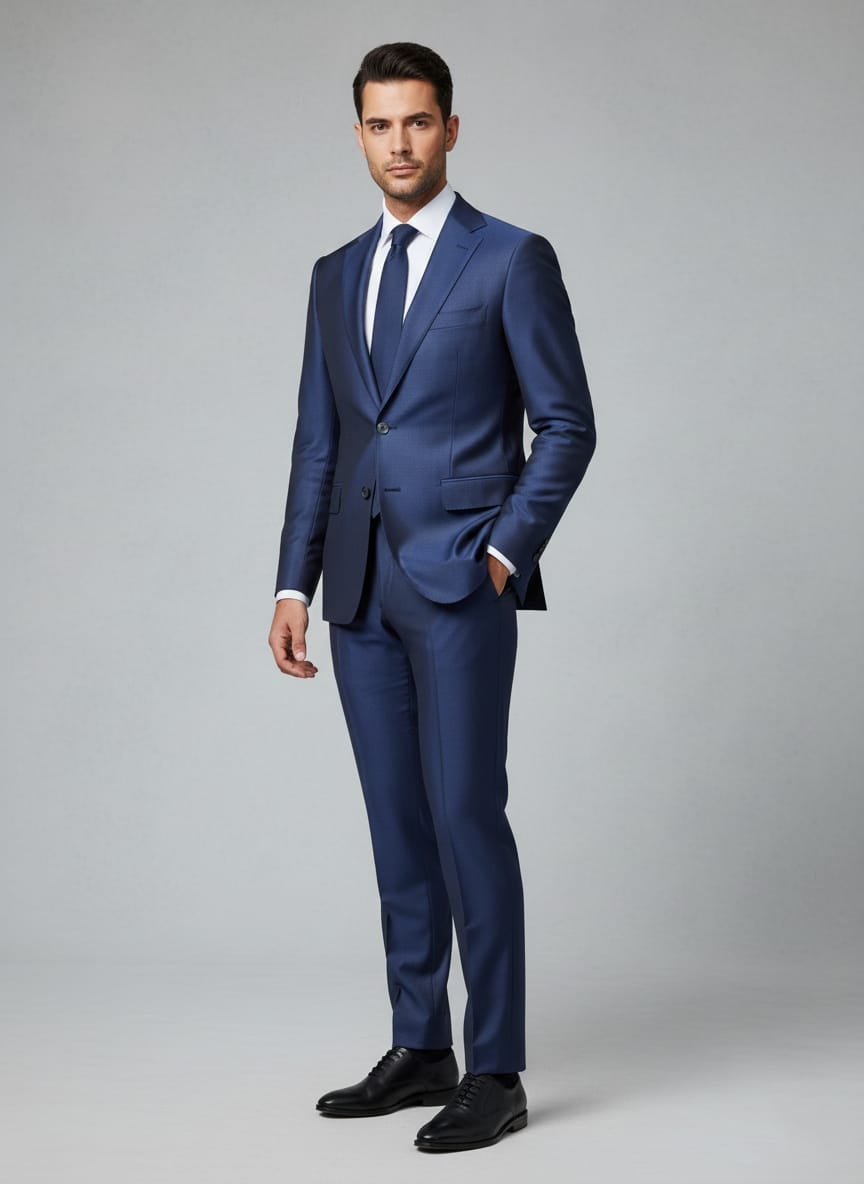 Abito completo giacca e pantalone azzurro elettrico