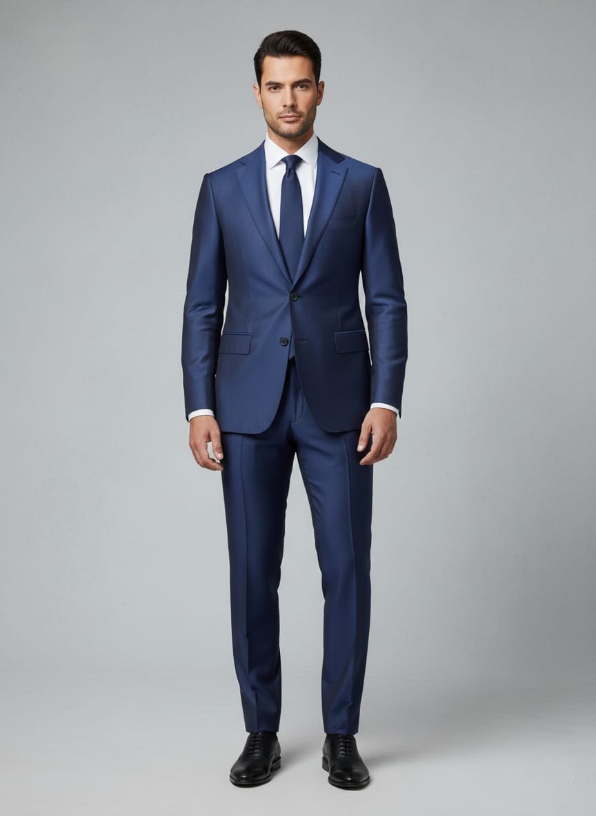 Abito completo giacca e pantalone azzurro elettrico