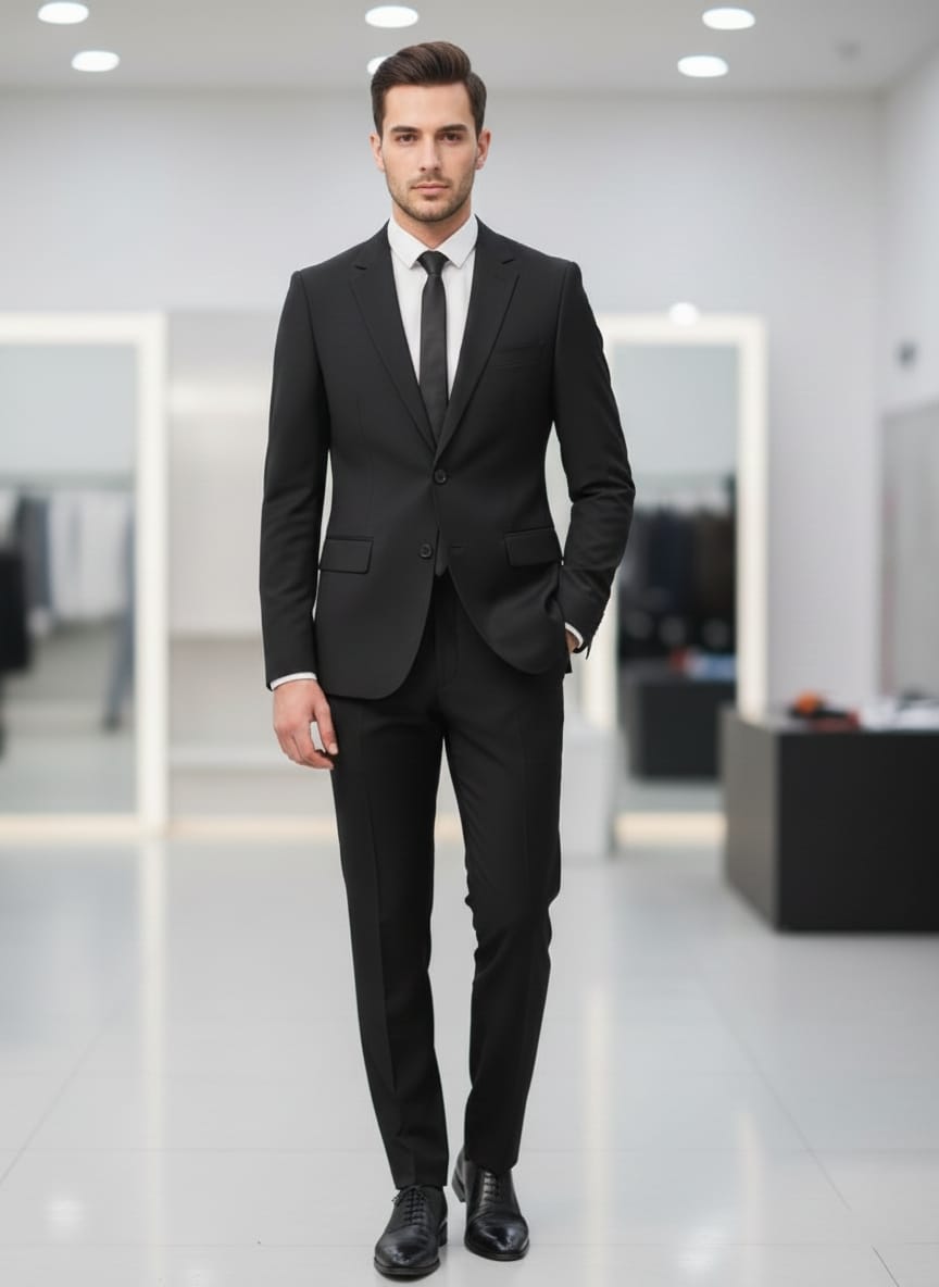 Abito completo giacca e pantalone nero regular