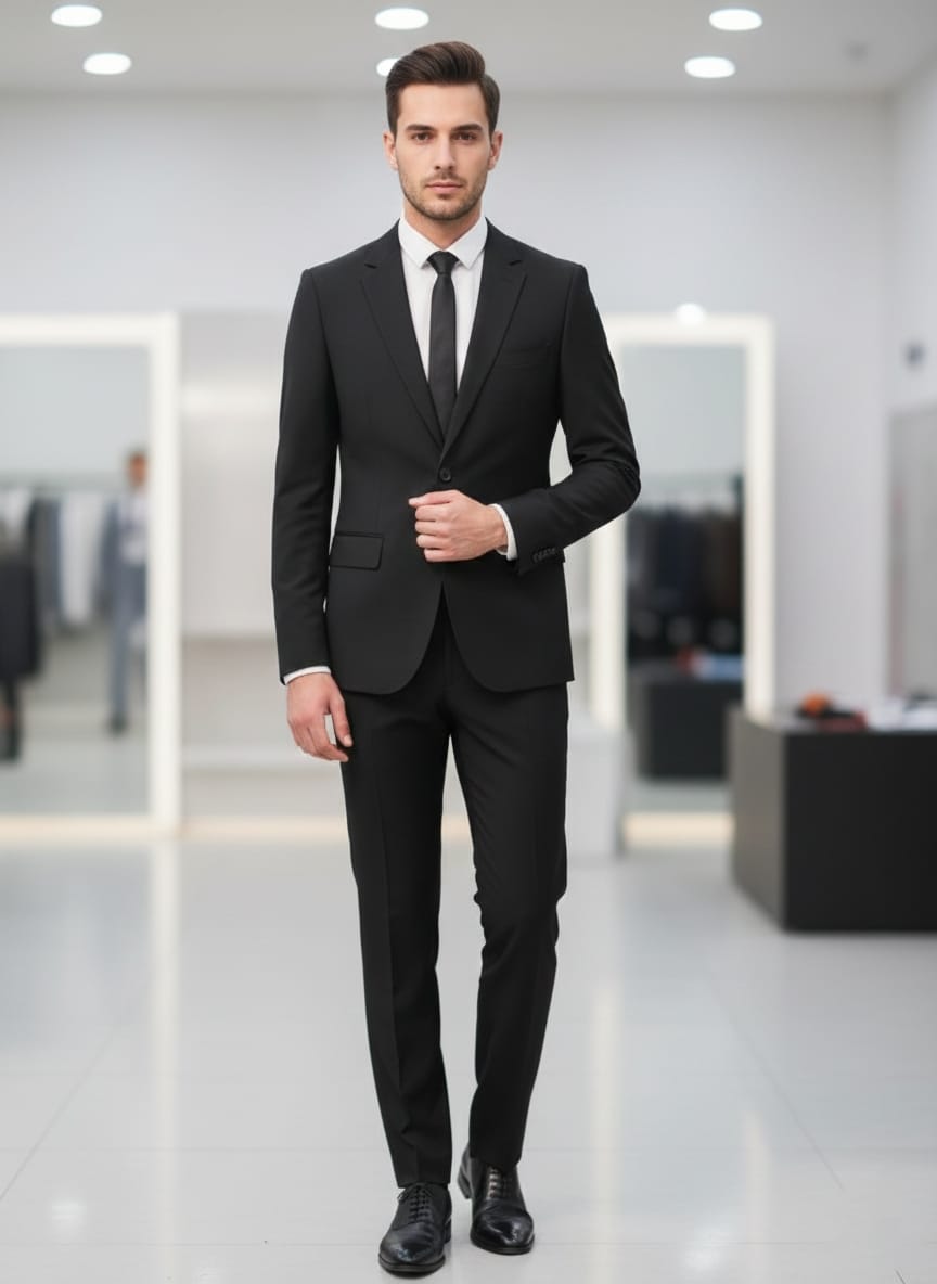 Abito completo giacca e pantalone nero regular