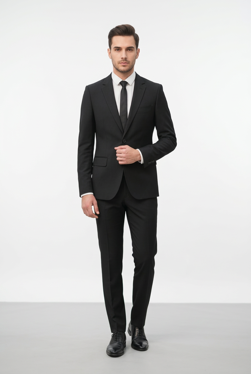 Abito completo giacca e pantalone nero regular