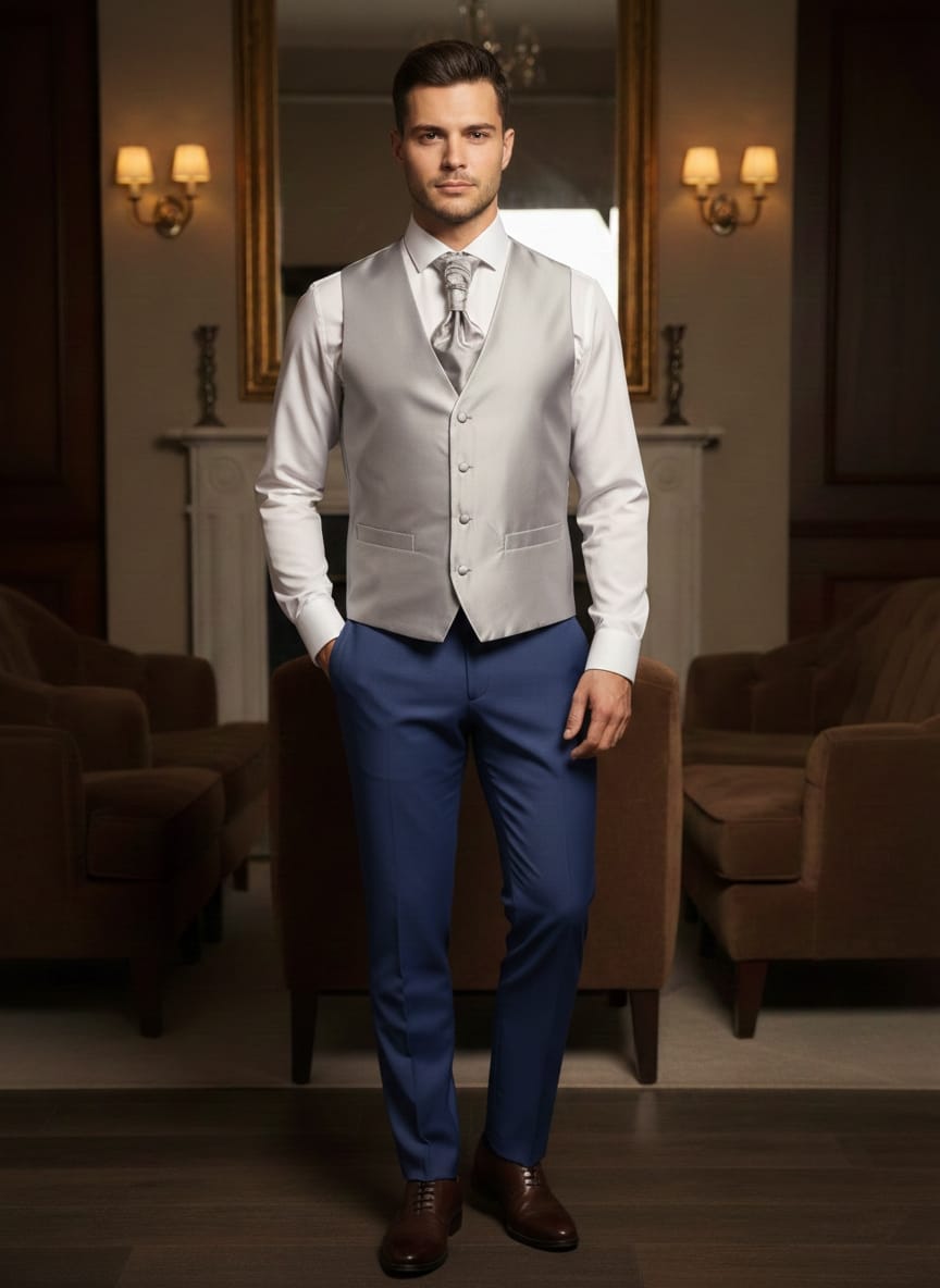 Abito completo elegante con gilet e cravattone regular