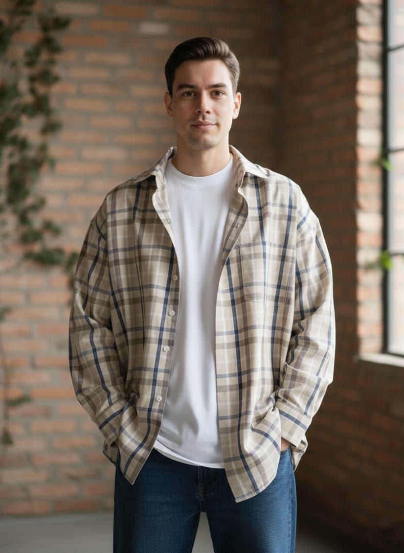 Camicia a quadri oversize art 019462-01