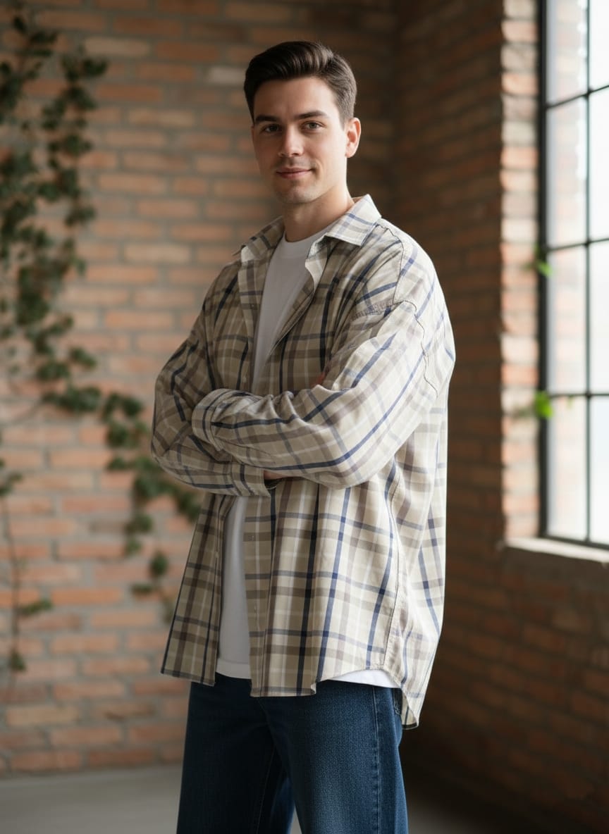 Camicia a quadri oversize art 019462-01
