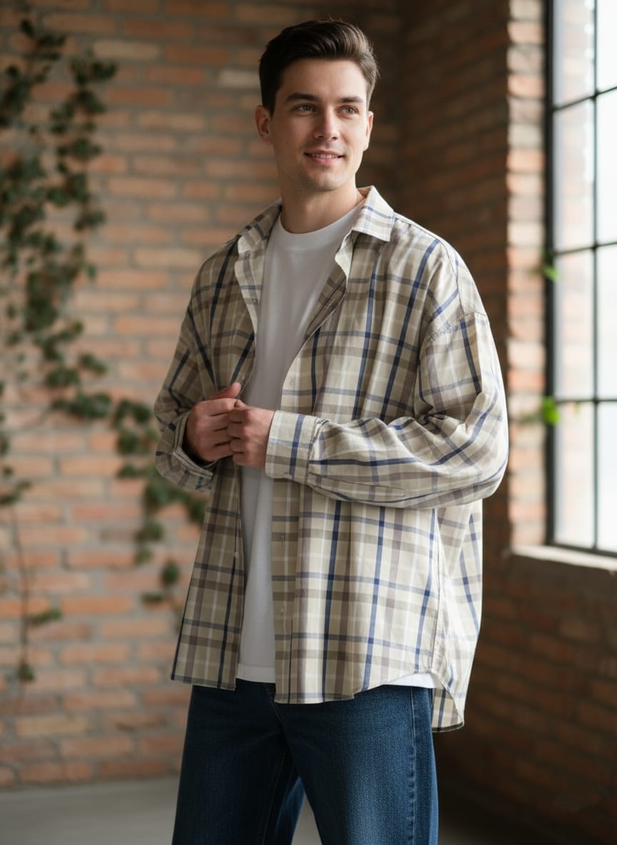 Camicia a quadri oversize art 019462-01